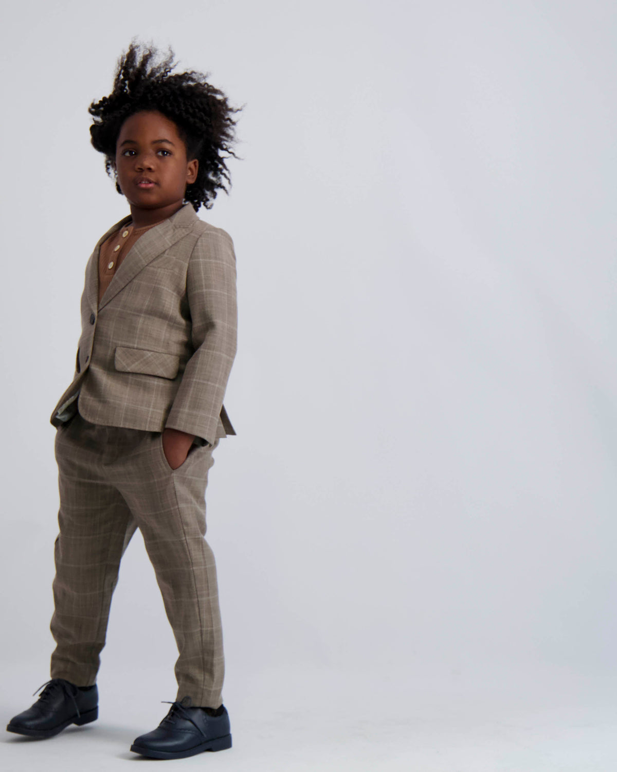 Camel Windowpane Dress Blazer