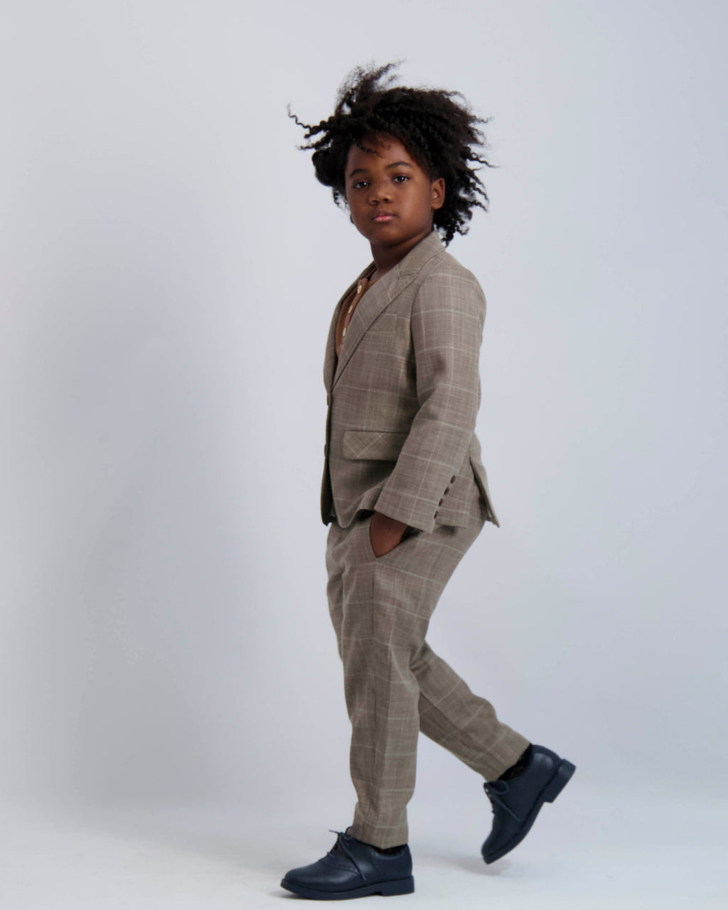 Camel Windowpane Dress Blazer
