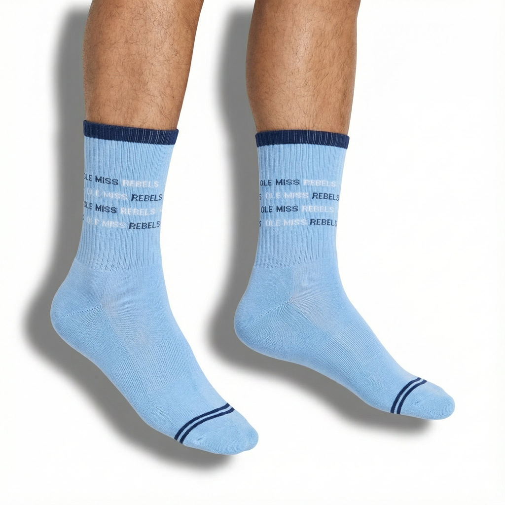 Powder Blue Ole Miss Rebel Casual Crew