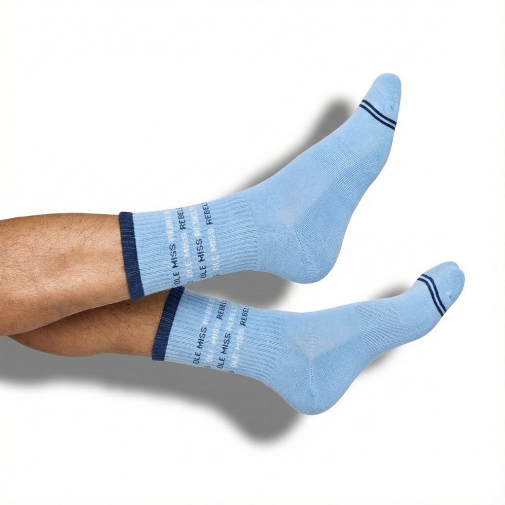 Powder Blue Ole Miss Rebel Casual Crew