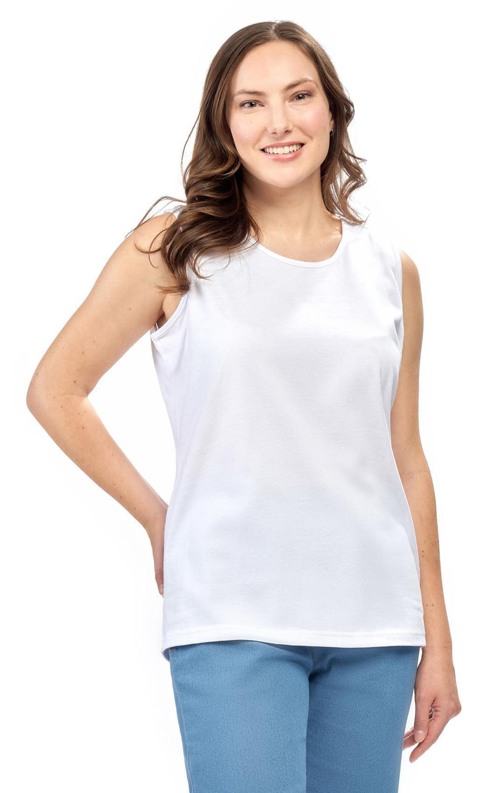 Women's Classic Relaxed Fit Sleeveless Tank Top — Lightweight Cotton Blend