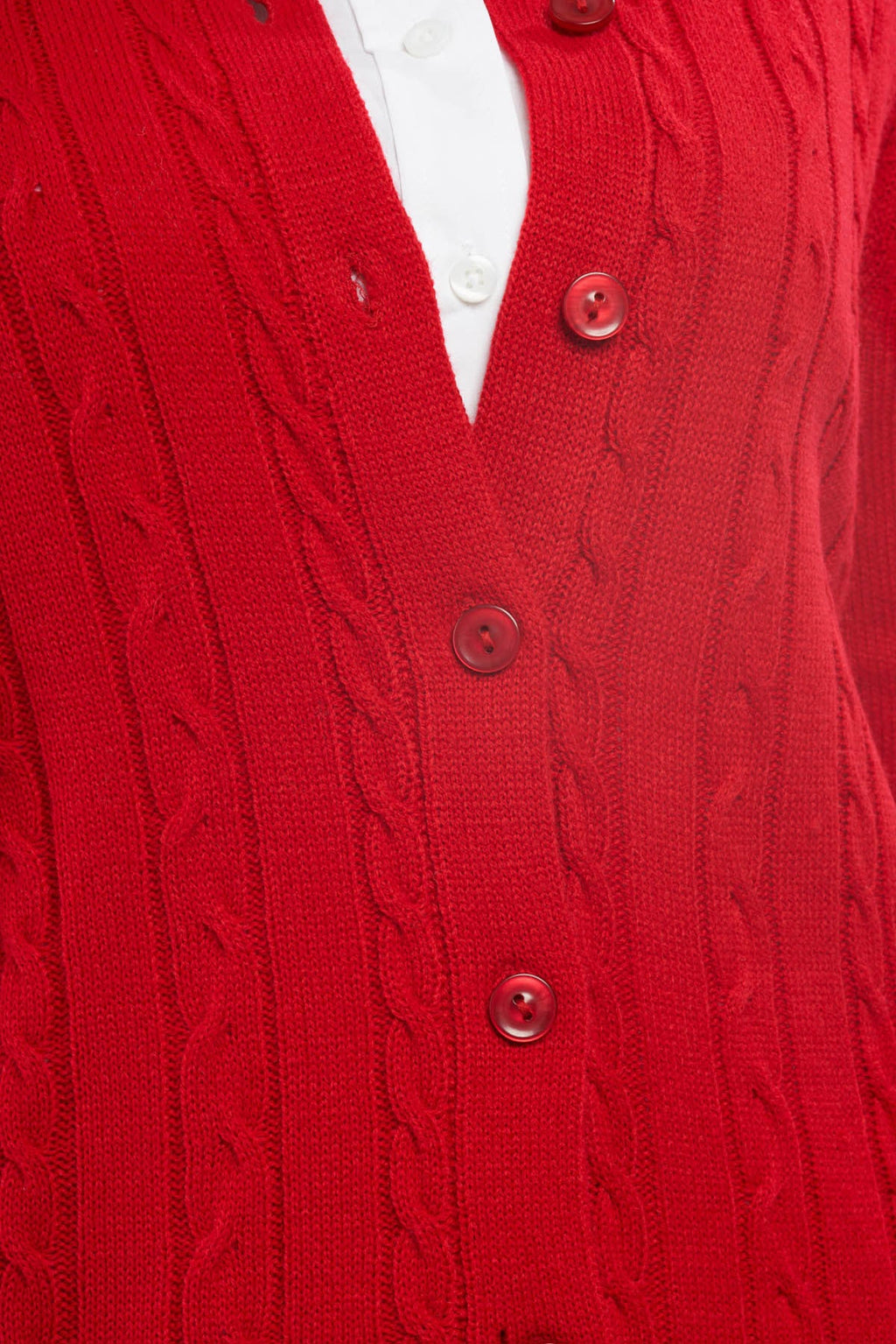 Women's Classic Button Front Cable Knit Cardigan — Soft Acrylic