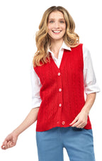 Women's Cable Knit Cardigan Sweater Vest — Button Front
