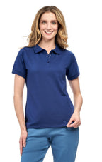 Women's Short Sleeve Pique Knit Polo Shirt — Relaxed Fit Cotton Blend