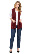 Women's Long Sleeveless Open Front Soft Shawl Collar Vest