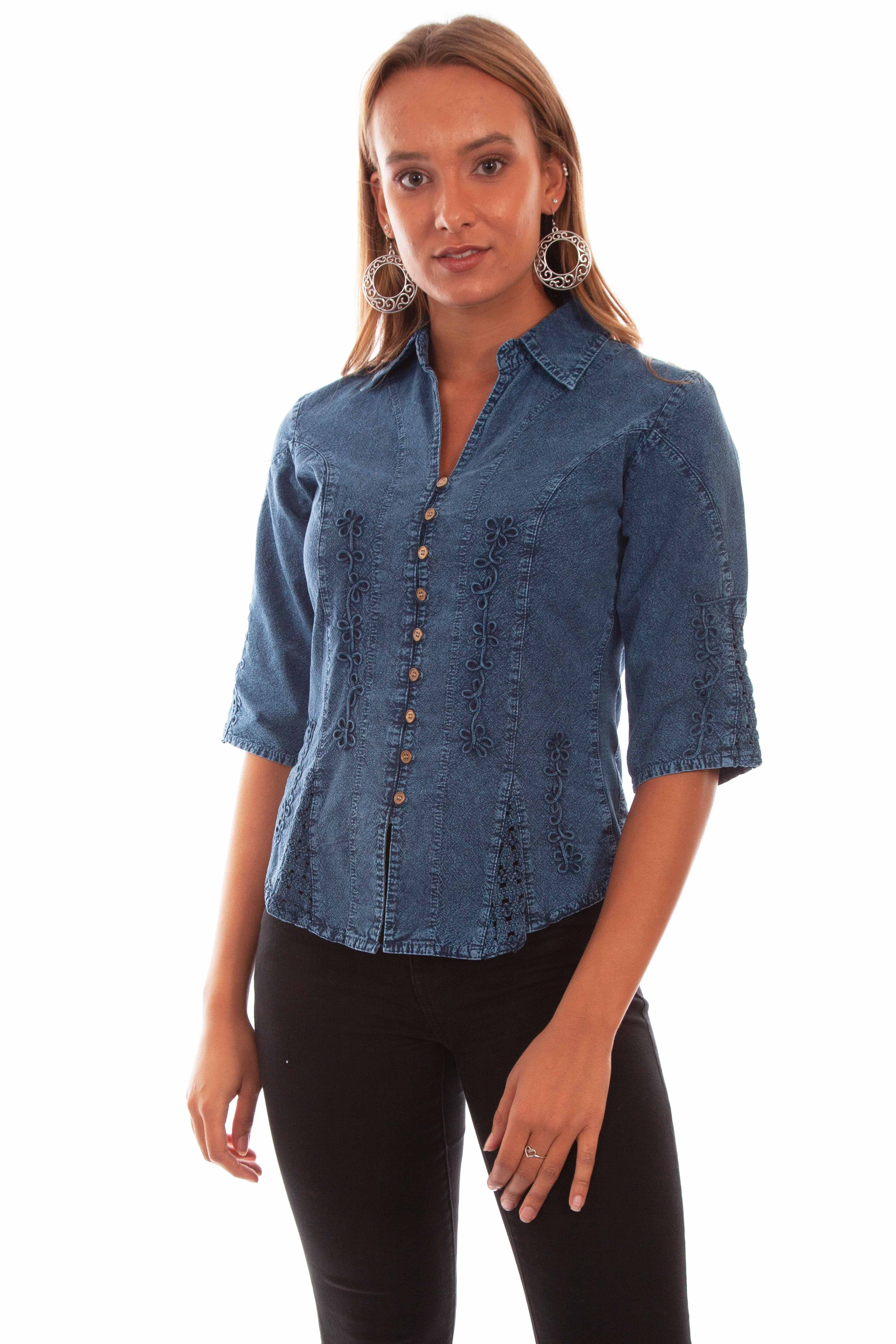 3/4 SLEEVE PERUVIAN COTTON BLOUSE