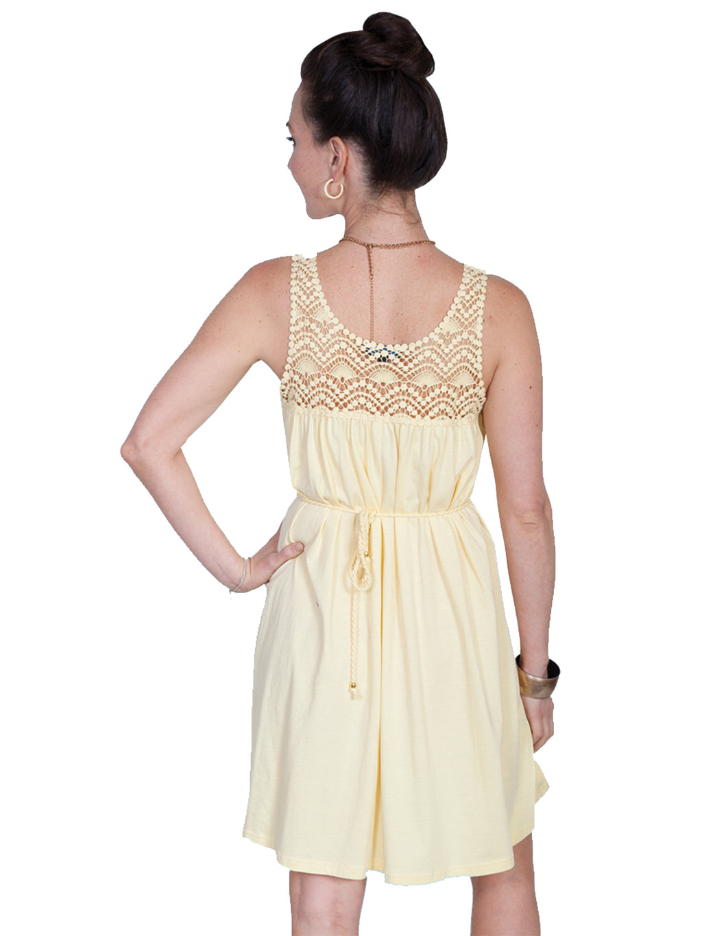 YELLOW DRESS W/CORD TIE