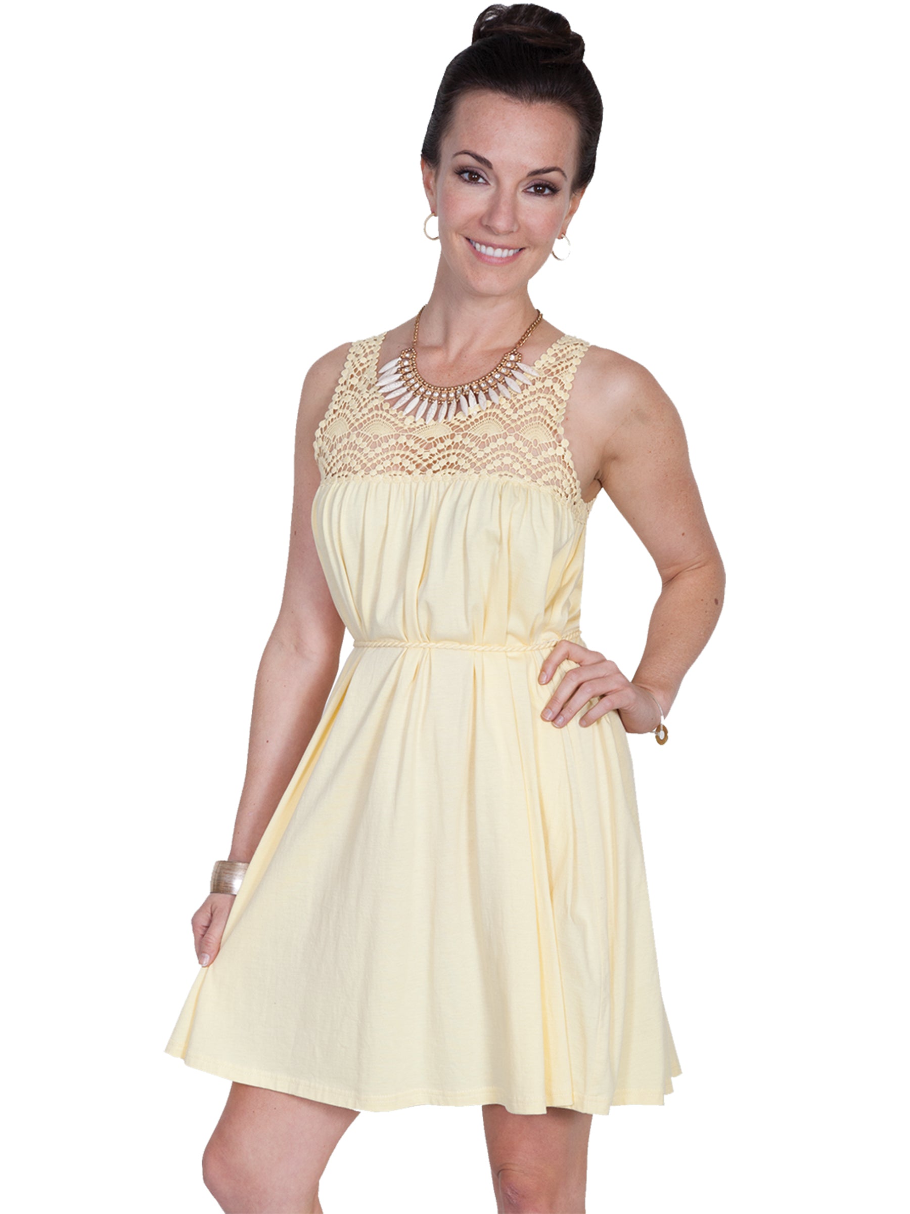 YELLOW DRESS W/CORD TIE