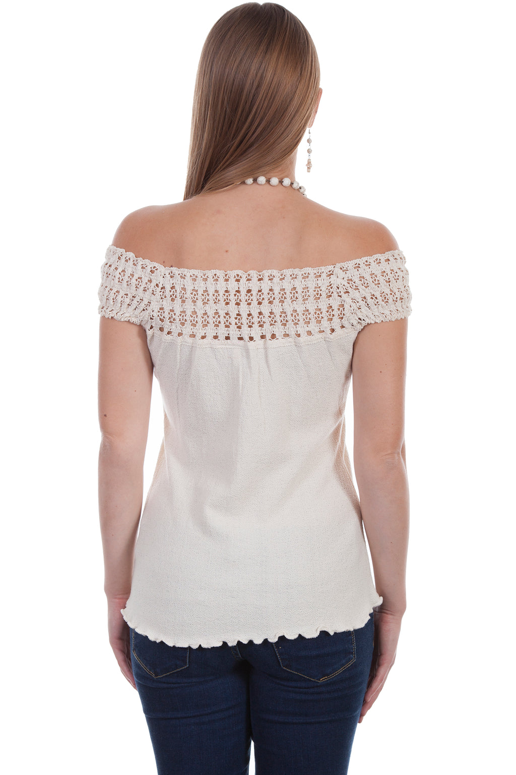CROCHET EMBELLISHED COTTON BLOUSE