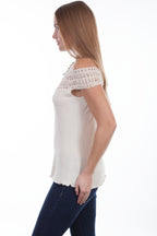 CROCHET EMBELLISHED COTTON BLOUSE