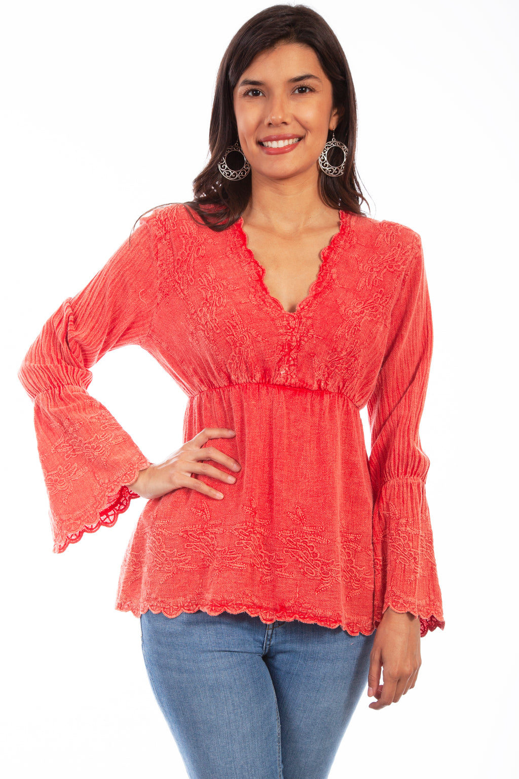 PLUNGING NECK LINE W/BELL SLEEVES