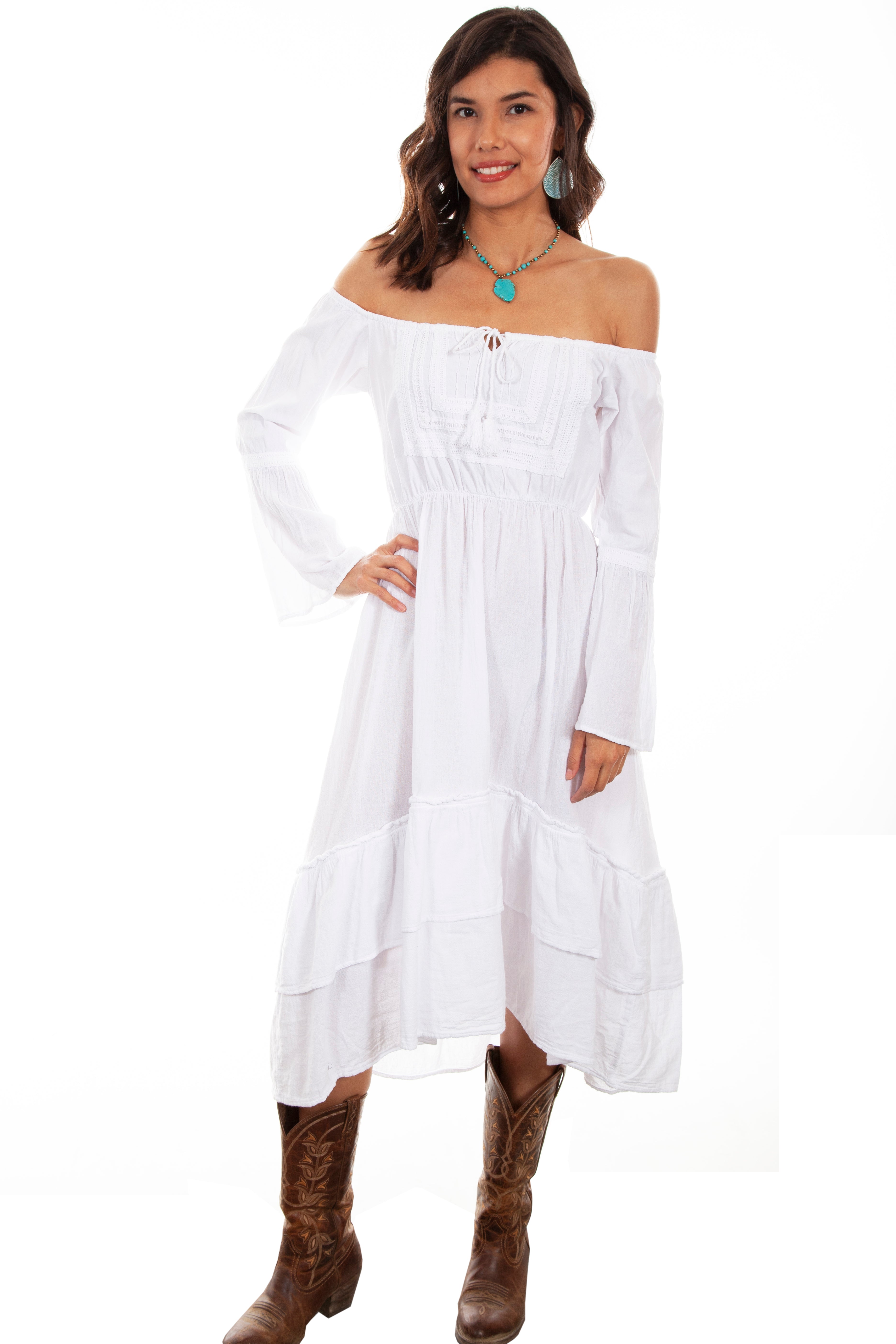 SCOOP NECK L/S LONG DRESS