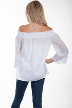 OFF SHOULDER EYELET EMB. BOTTOM BLOU