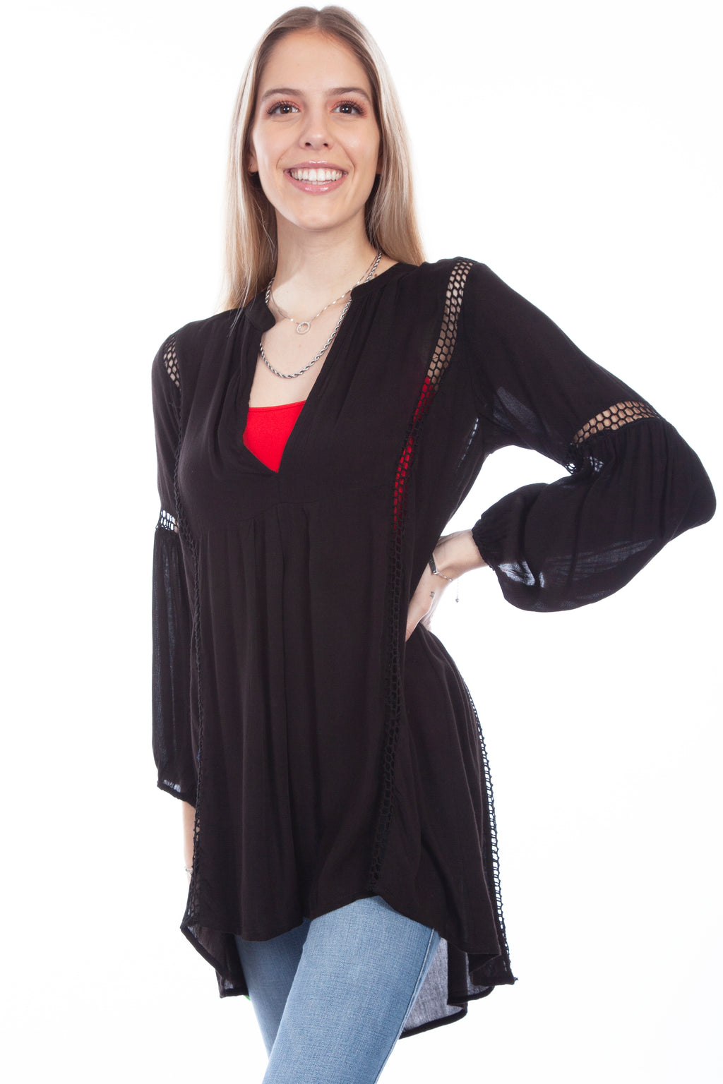 TUNIC W/WAFFLE WEAVE INSETS