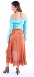 HI/LO SKIRT WITH RUFFLE BOTTOM