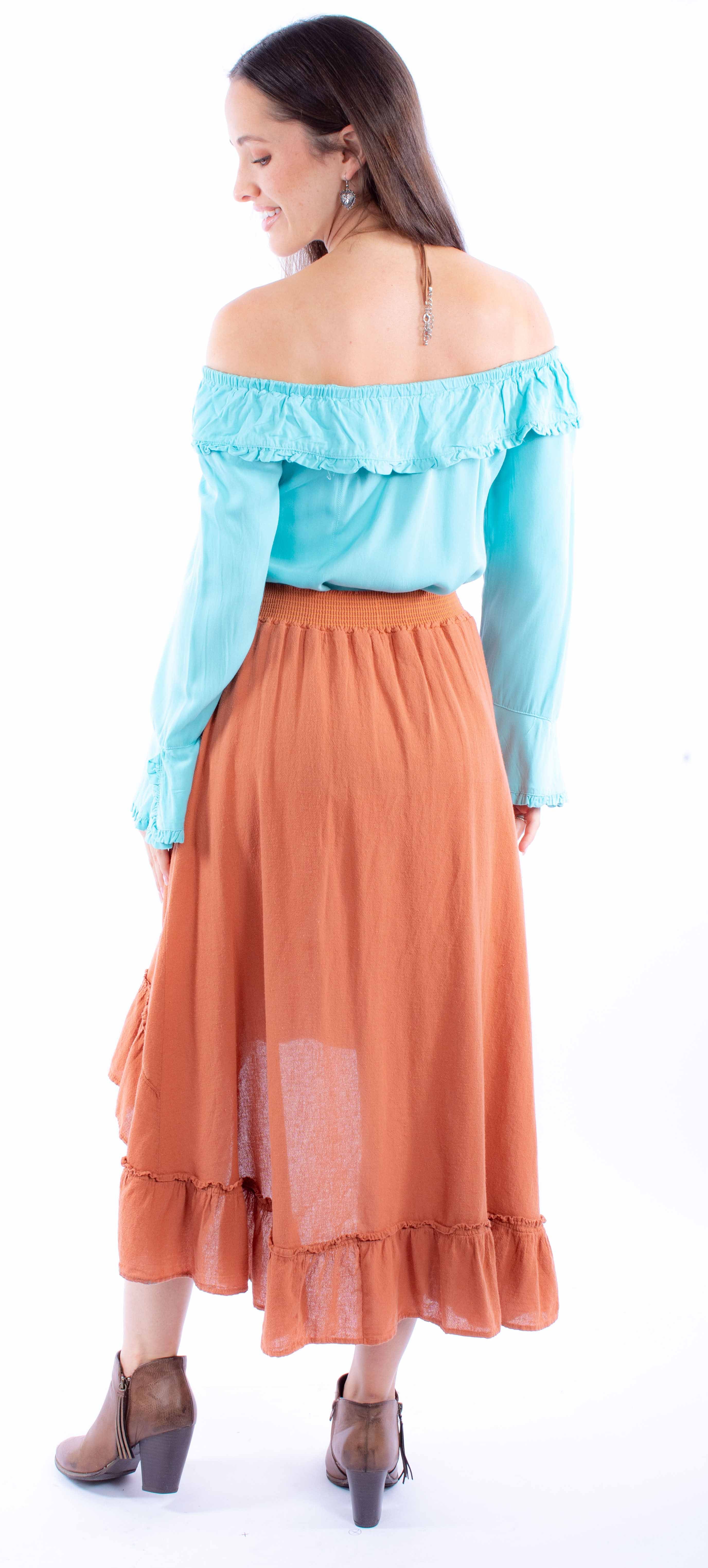 HI/LO SKIRT WITH RUFFLE BOTTOM