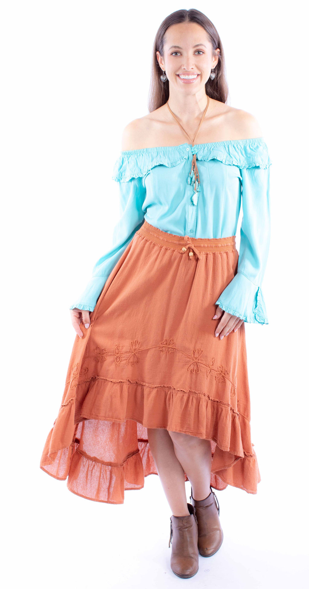 HI/LO SKIRT WITH RUFFLE BOTTOM
