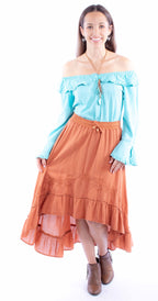 HI/LO SKIRT WITH RUFFLE BOTTOM