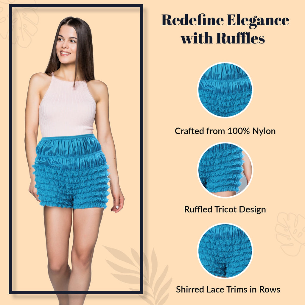 N20 Women's Sexy High Waist Ruffled Petti pants-Peacock Blue