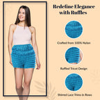 N20 Women's Sexy High Waist Ruffled Petti pants-Peacock Blue