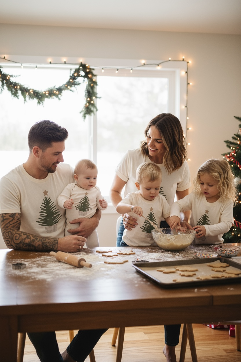Holiday Tree Organic Baby Bodysuit Long Sleeve