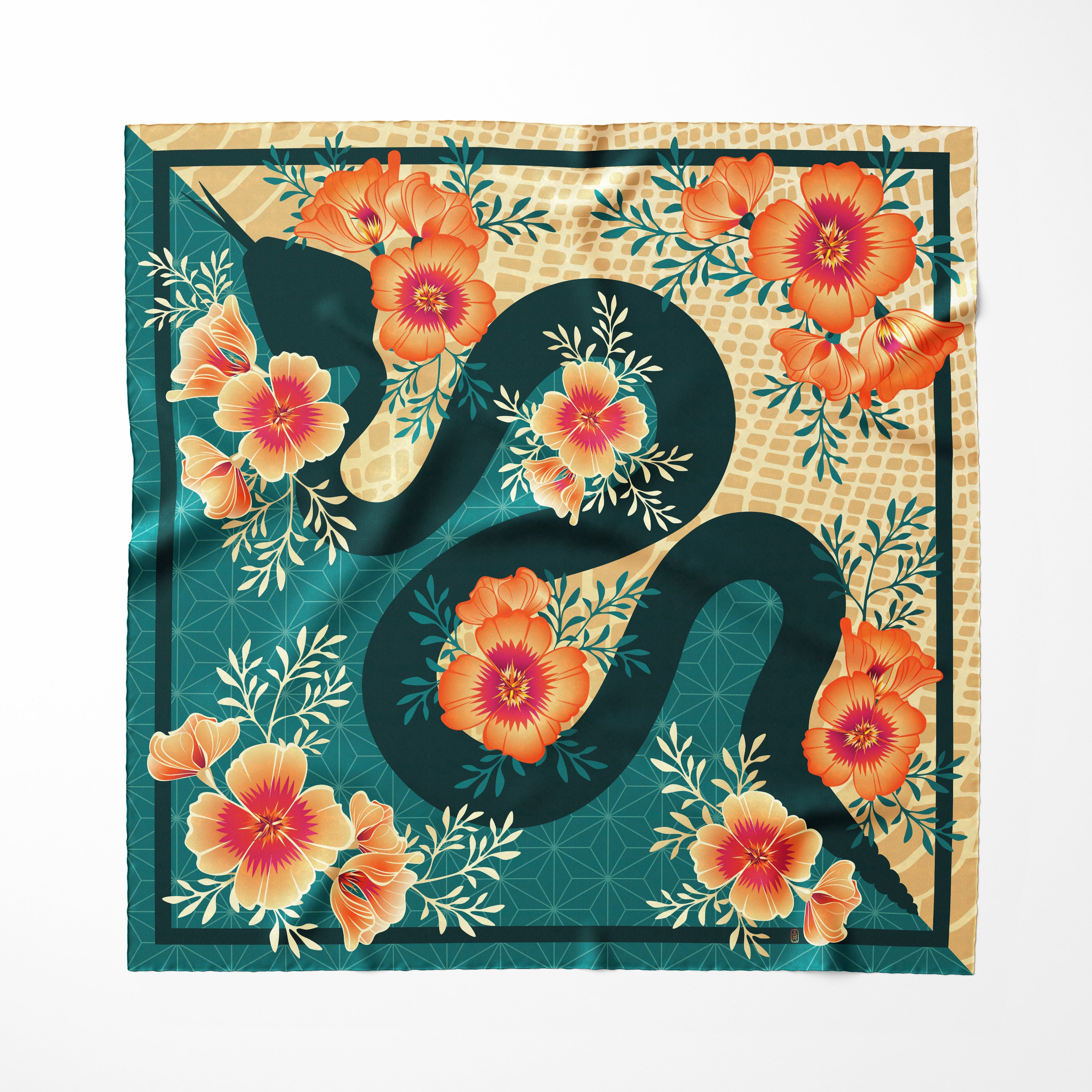 Desert Poppy Silk Scarf - Classic Size
