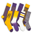 Gold / Purple Mixed Socks 8 Pack