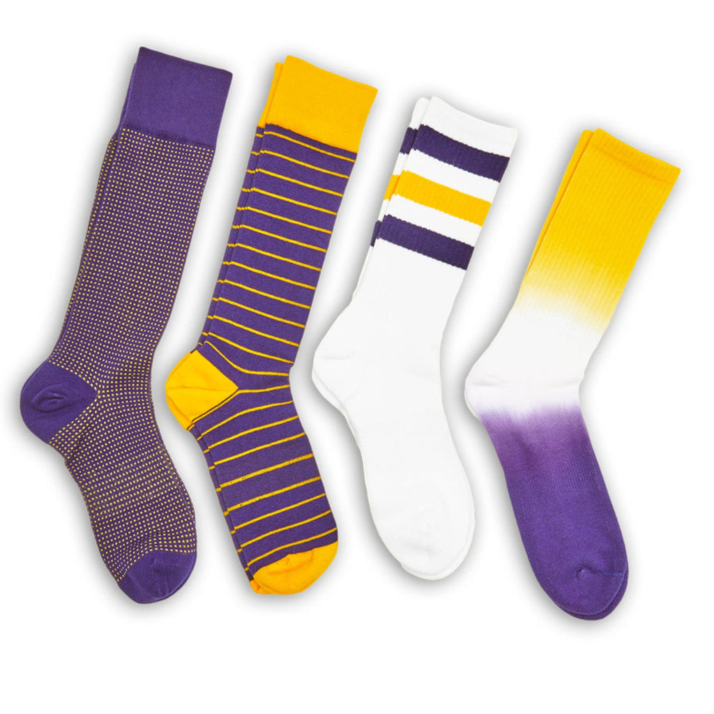 Purple / Gold Mixed Socks 4 Pack -A