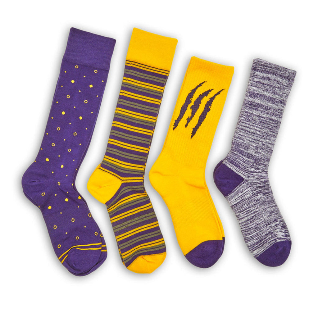 Gold / Purple Mixed Socks 4 Pack -B