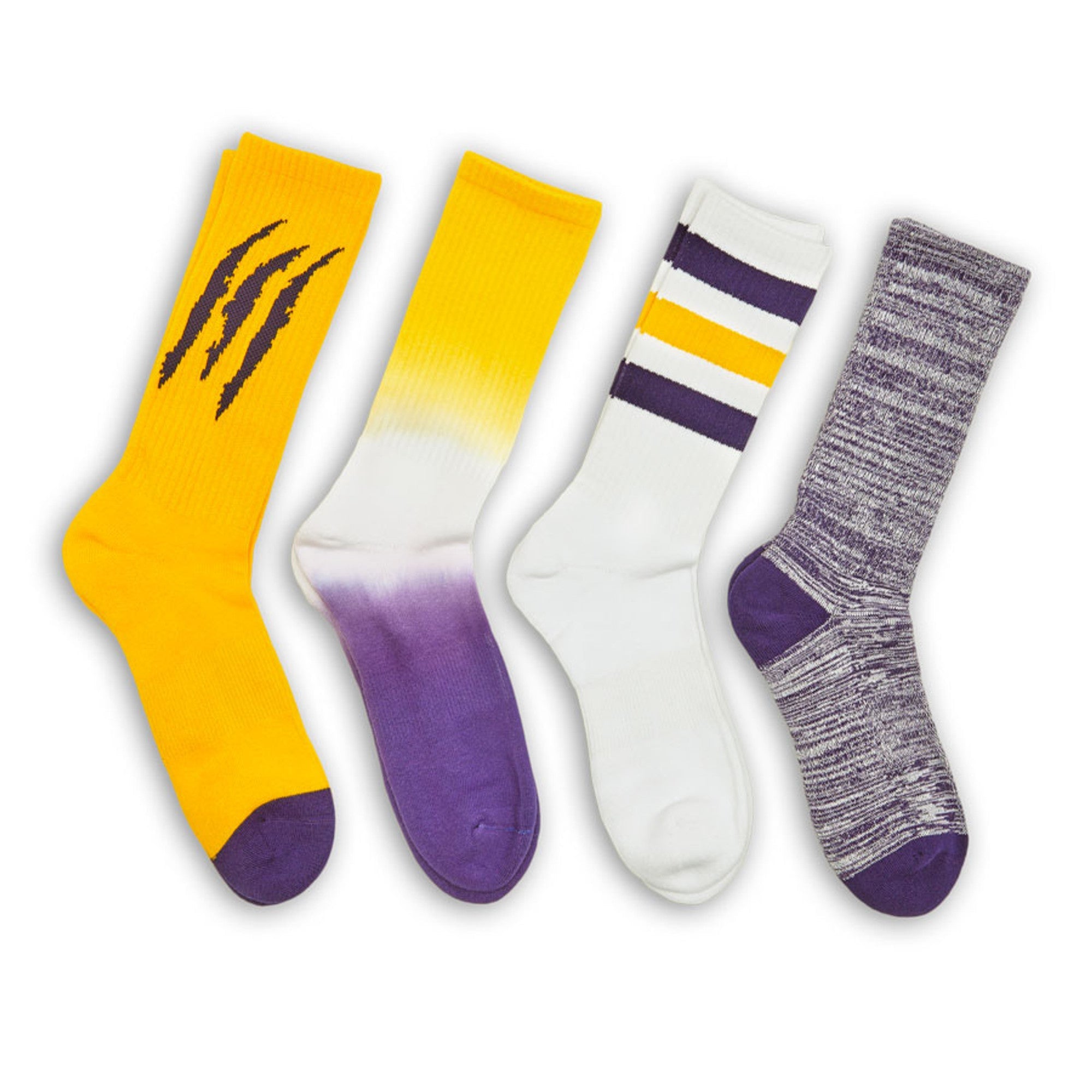 Purple / Gold Casual Socks 4 Pack