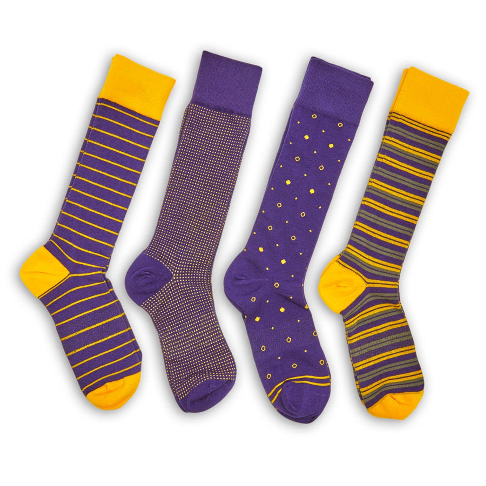 Gold / Purple Mixed Socks 8 Pack