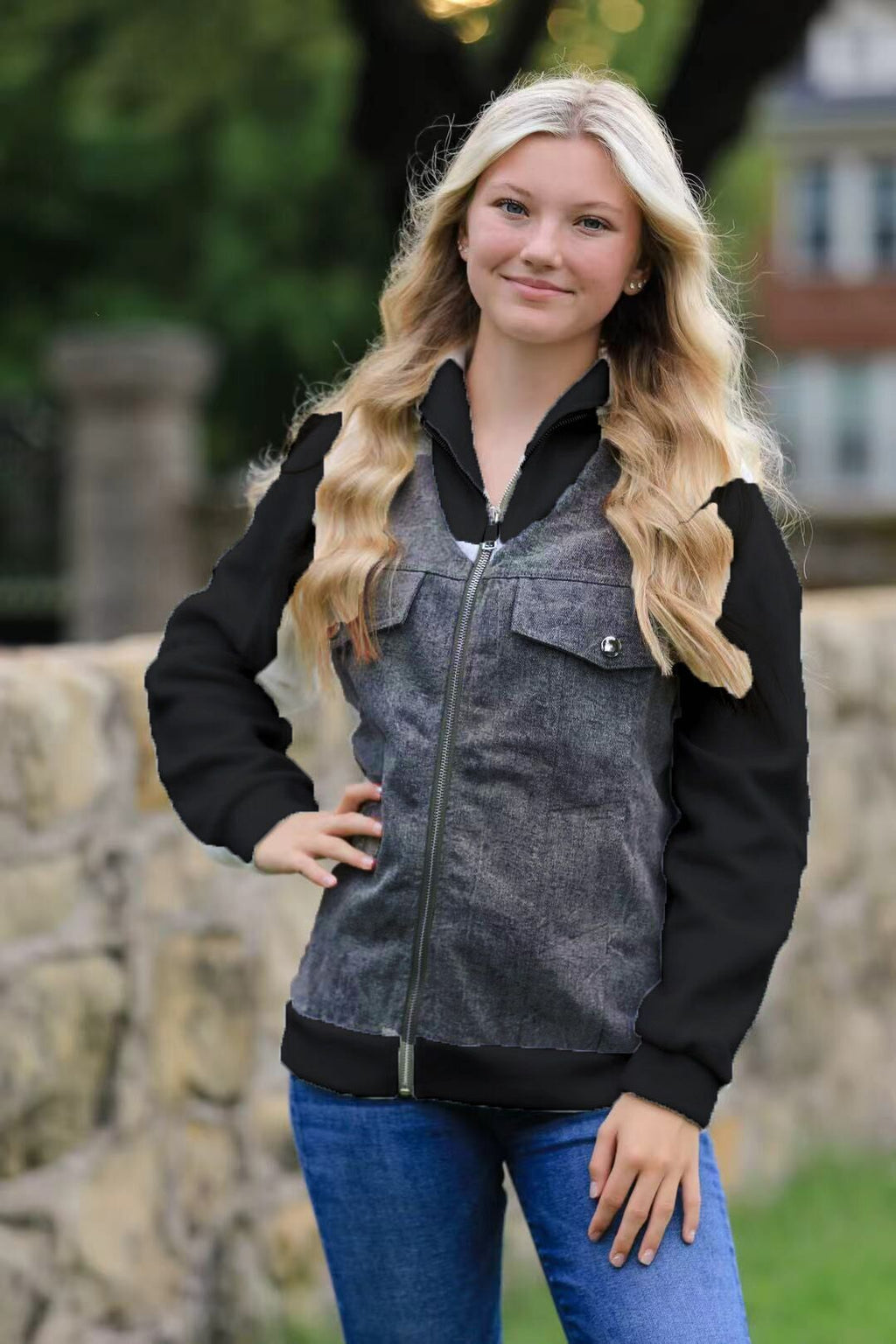 Zip up denim jacket