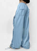 Side tie ribbon bows sweat pants