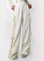 Side tie ribbon bows sweat pants