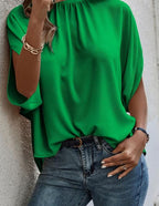 Mock collar winged blouse
