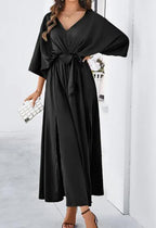 Miss Sparkling Satin Kimono Sleeve Maxi Dress