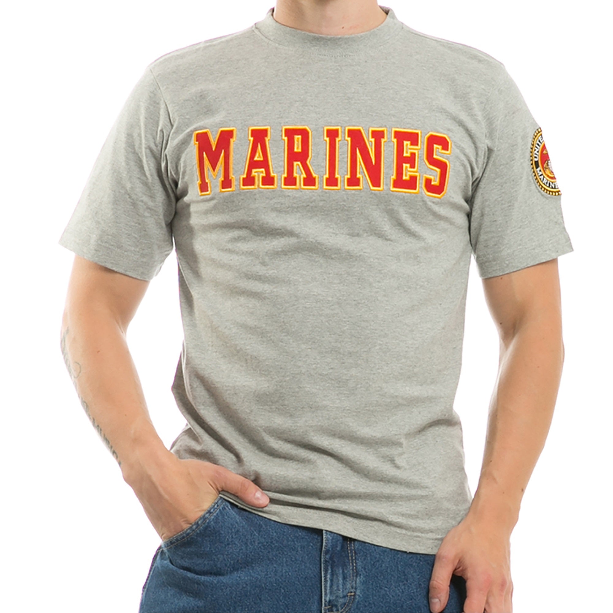 Applique Text T's, Marines, Grey, L