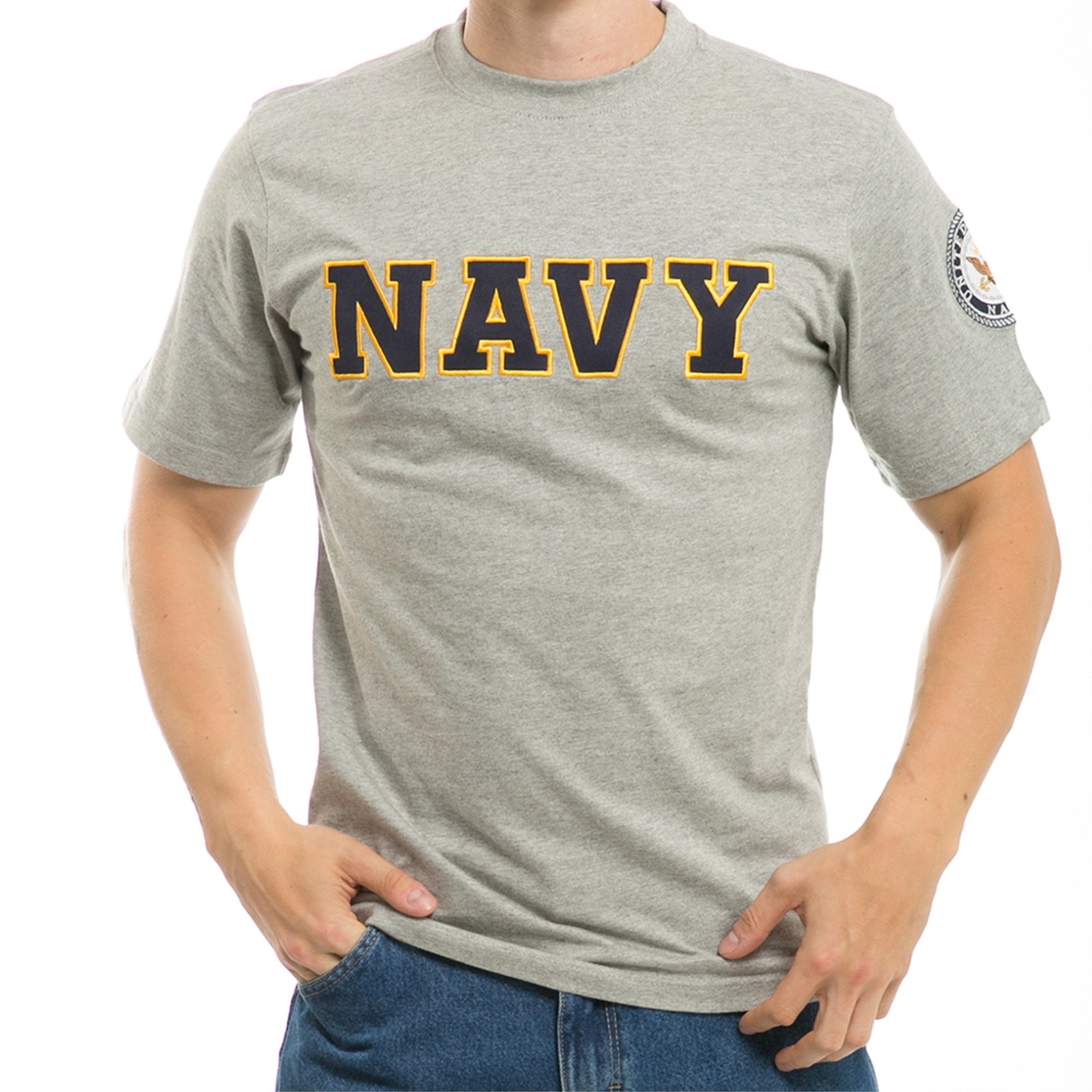 Applique Text T's, Navy, Grey, XL