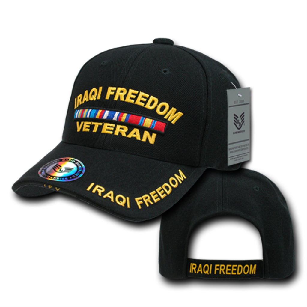 DeLuxe Milit. Caps, IraqiFree.Vet, Black