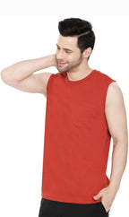 Men's Heavyweight Sleeveless Crew Neck T-Shirt with Chest Pocket