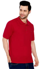 Men's Short Sleeve Polo Shirt — Pique Knit Cotton Blend with Chest Pocket