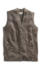 Men's Cashmere-Like Button Front Flat Knit Sweater Vest with Chest Pockets