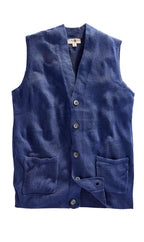 Men's Cashmere-Like Button Front Flat Knit Sweater Vest with Chest Pockets