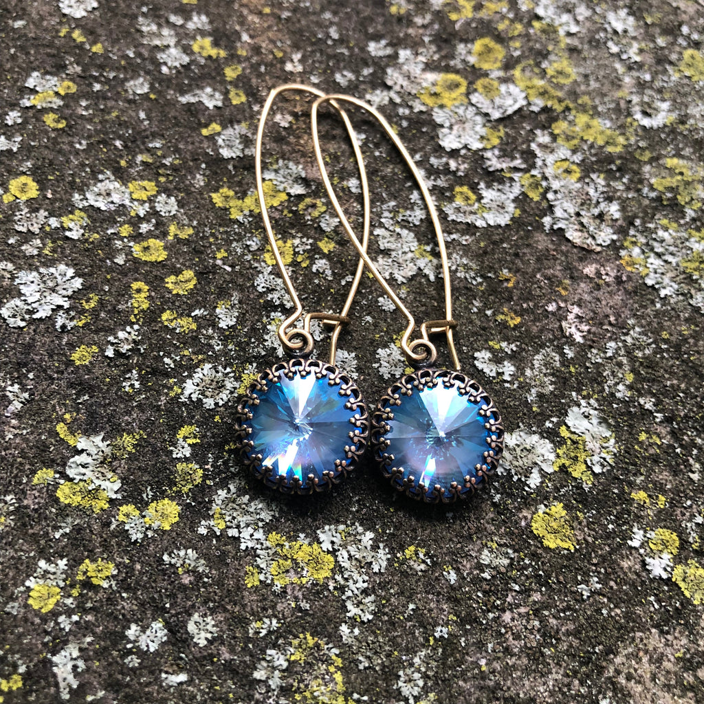 Ocean Blue Rivoli Drop Earrings