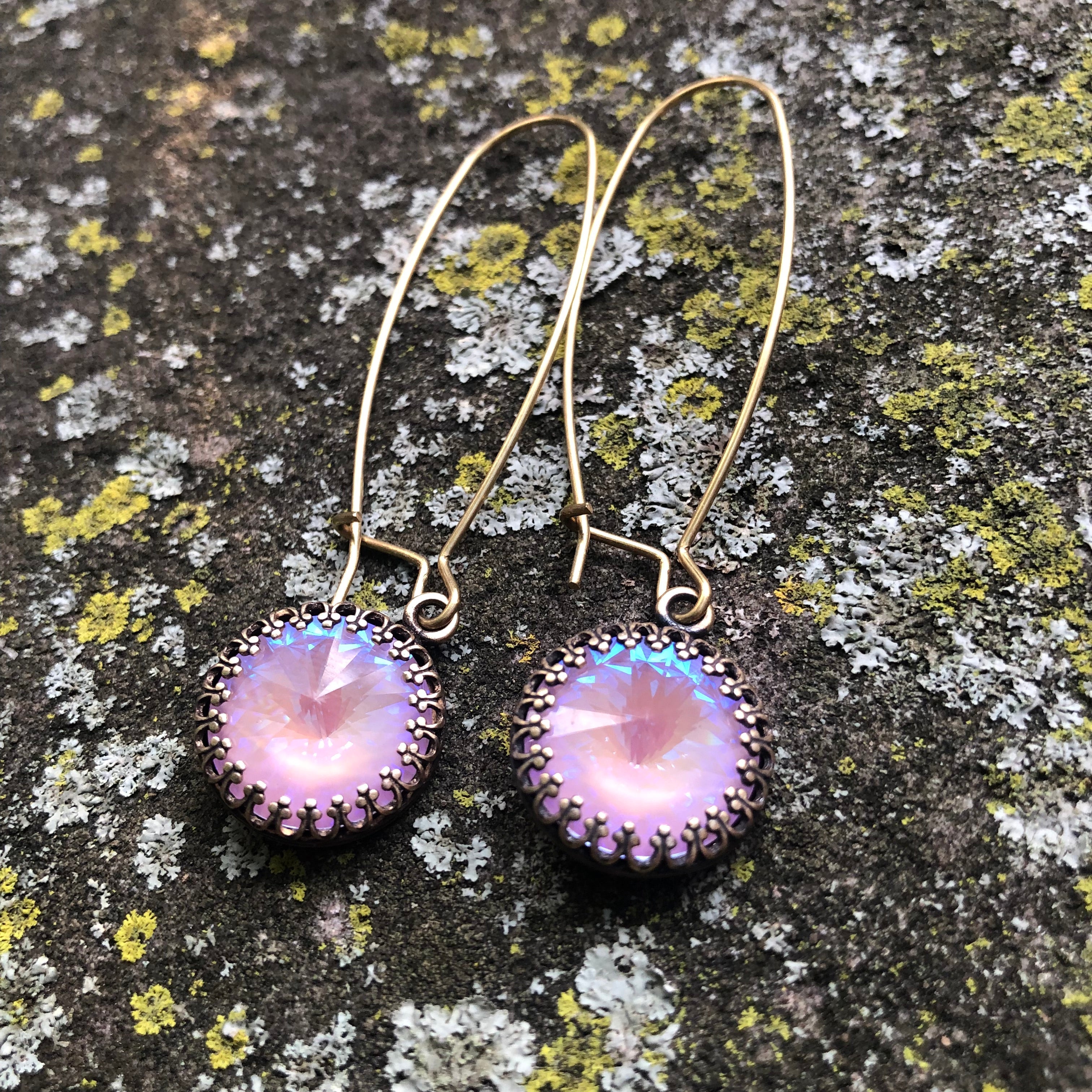 Lavender Rivoli Drop Earrings