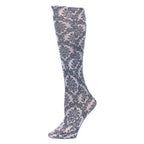 RedMoby Celeste-Stein-CMPS-1932 8-15 mmHg Compression Sock - Victorian Damask on Grey