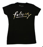 Felicity Gold Logo Junior's Black Cotton T-Shirt - Medium