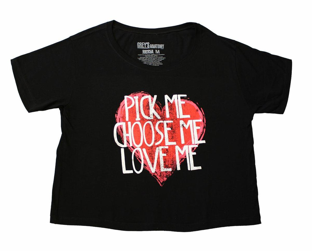 Greys Anatomy Pick Me Women's Black Crop Top - Large