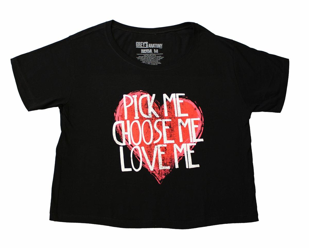Greys Anatomy Pick Me Women's Black Crop Top - Large
