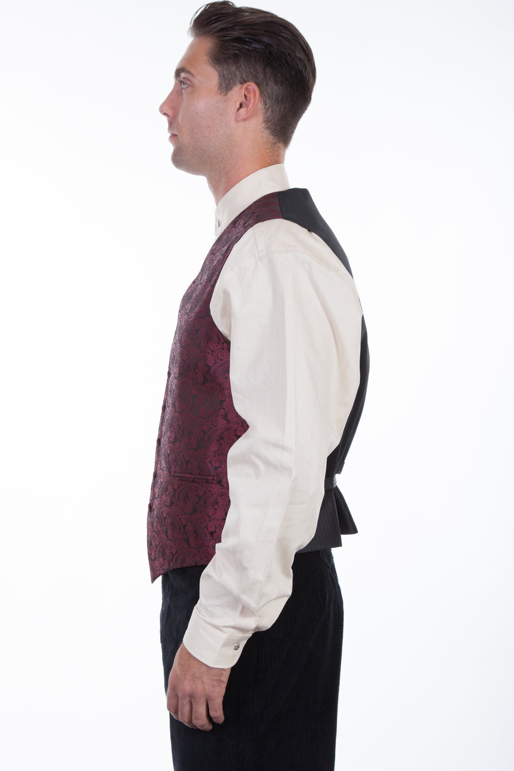 NO LAPEL PAISLEY VEST